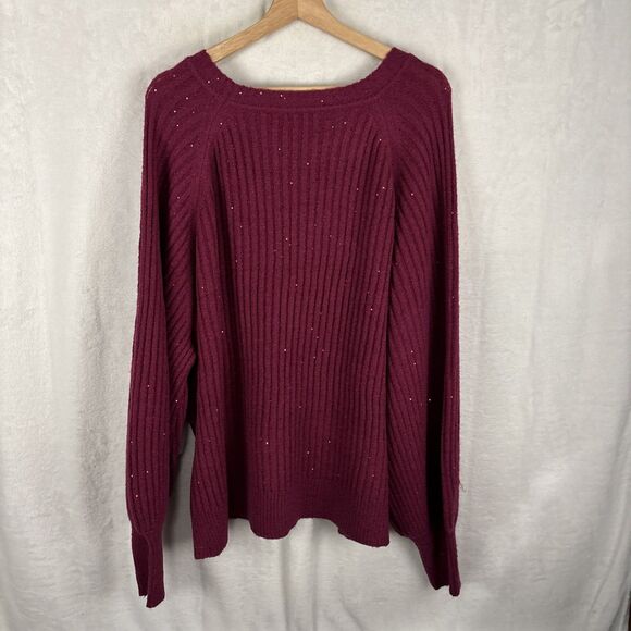 Liz Claiborne Sparkle Ribbed Sweater Royal Magenta Pink Size 3X Original $59 NWT - Picture 5 of 7